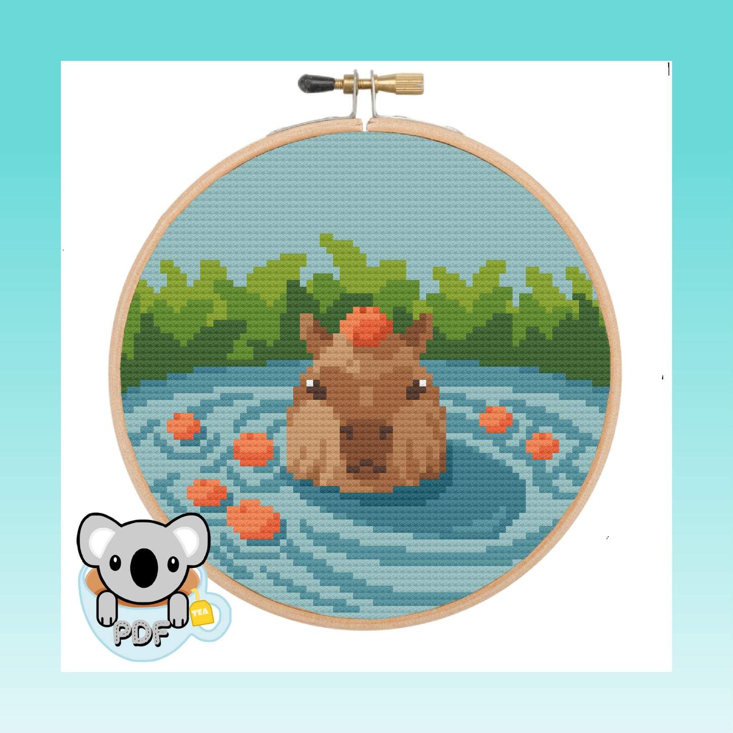 Capybara Oranges - Wildlife Collection - Cross Stitch Pattern PDF Download