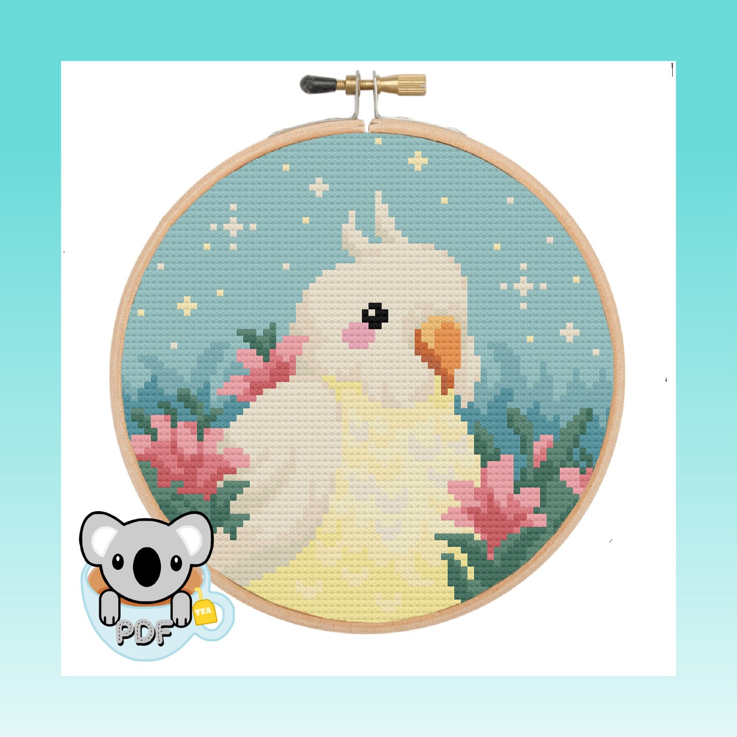 Pastel Cockatiel - Bird Collection - Cross Stitch Pattern PDF Download