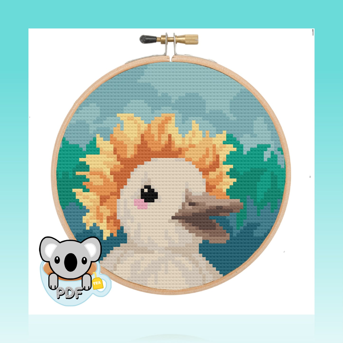 Flower Hat Duck - Wildlife Collection - Cross Stitch Pattern PDF Download
