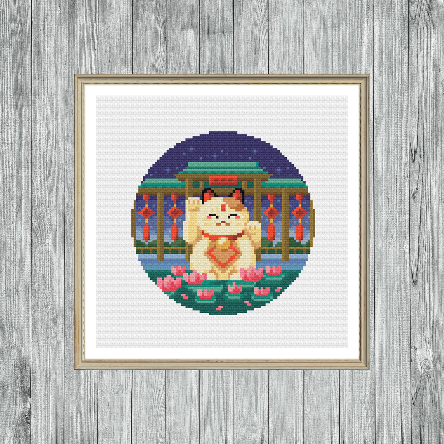 Maneki Neko Lucky Cat - Japan Collection - Cross Stitch Pattern PDF Download
