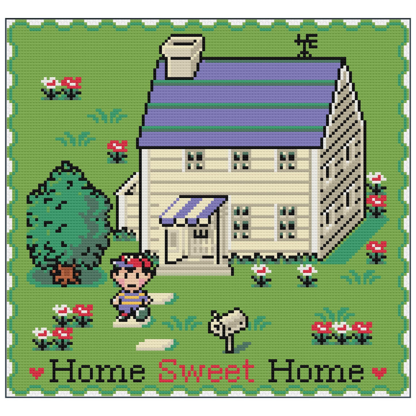 Home Sweet Home - Earthbound Nes - Cross Stitch Pattern PDF Download