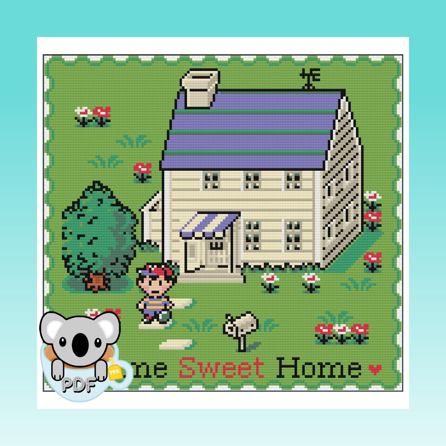 Home Sweet Home - Earthbound Nes - Cross Stitch Pattern PDF Download