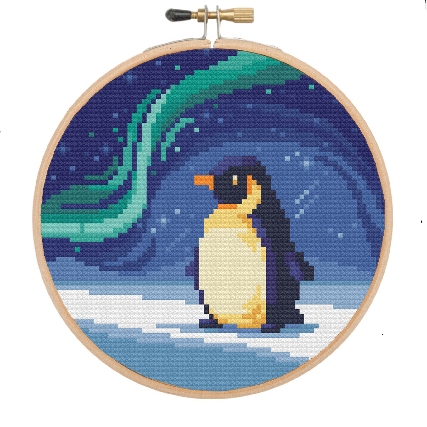 Northern Lights Penguin - Wildlife Collection - Cross Stitch Pattern PDF Download