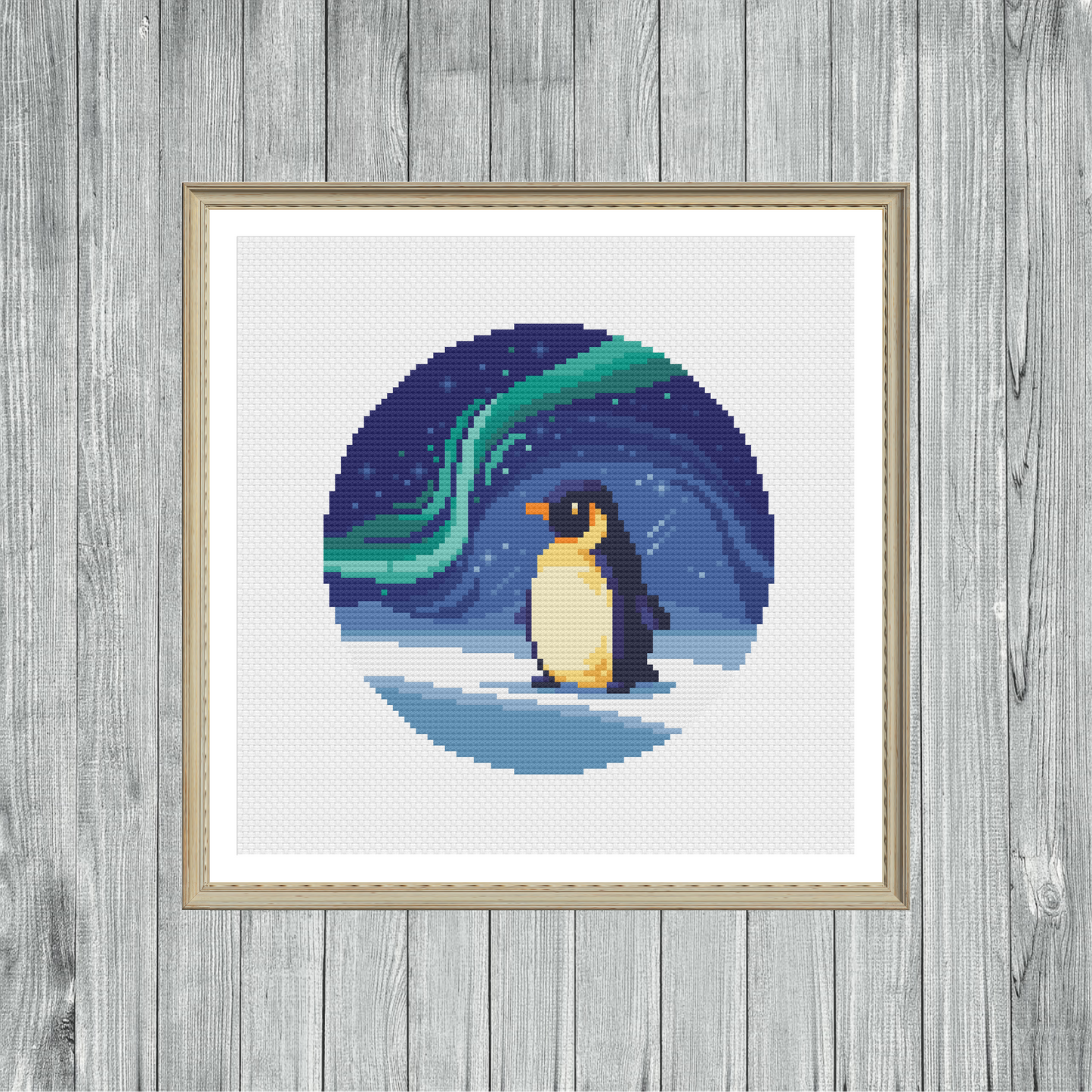 Northern Lights Penguin - Wildlife Collection - Cross Stitch Pattern PDF Download