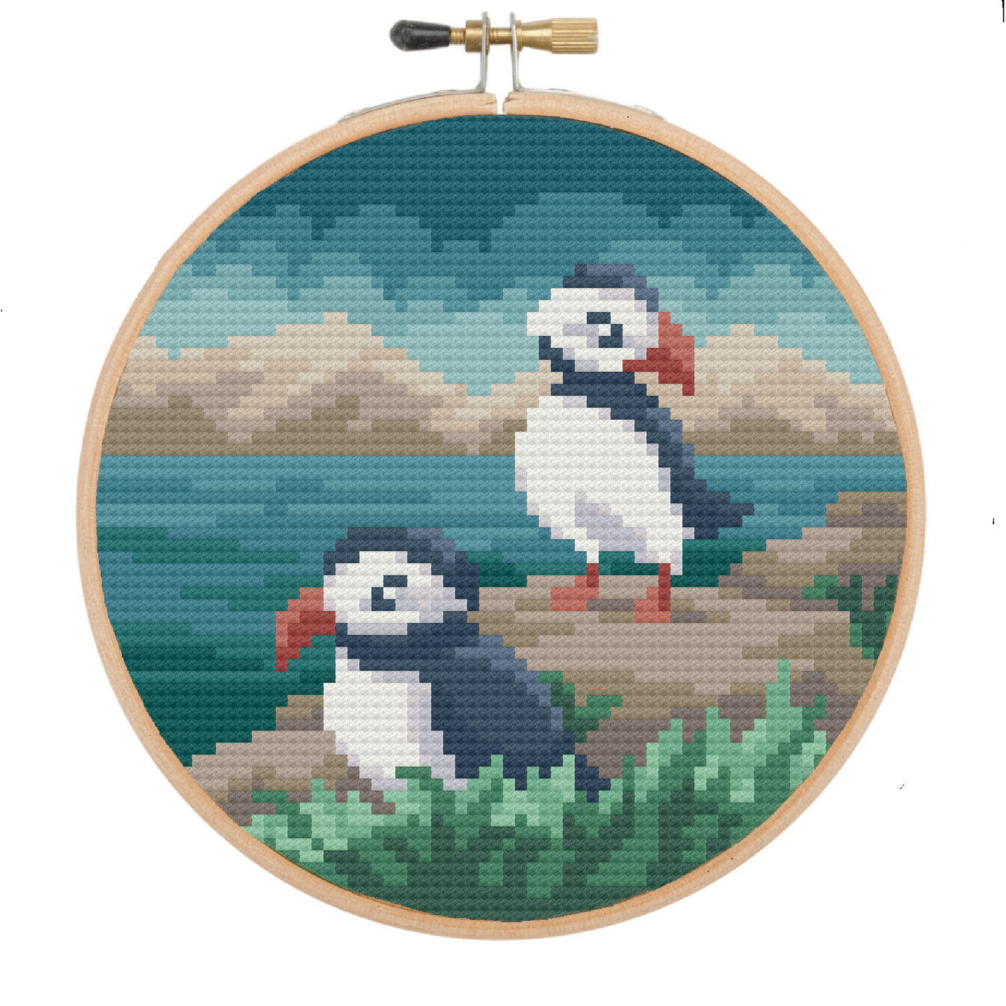 Puffins - Wildlife Collection - Cross Stitch Pattern PDF Download