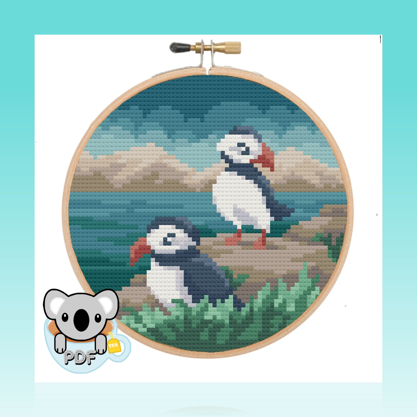 Puffins - Wildlife Collection - Cross Stitch Pattern PDF Download