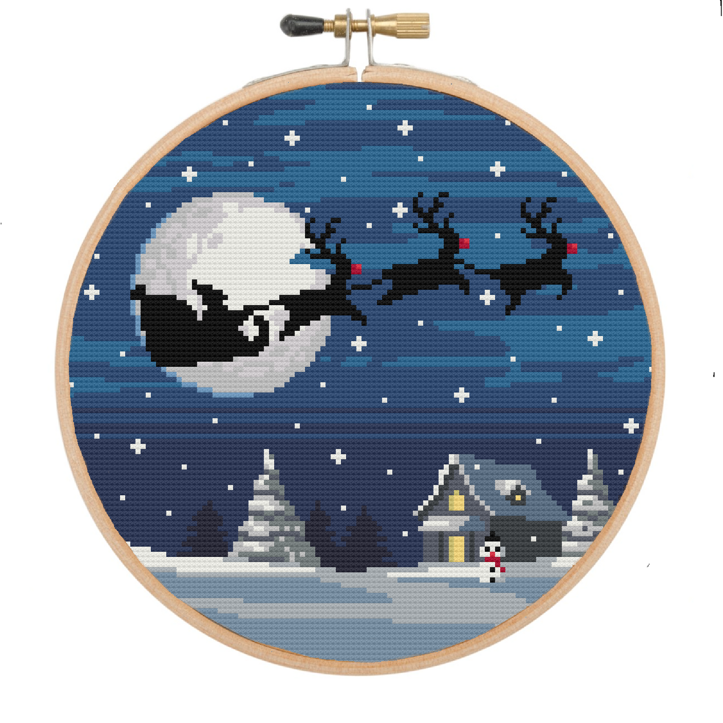 Santa Night Sky - Christmas Collection - Cross Stitch Pattern PDF Download
