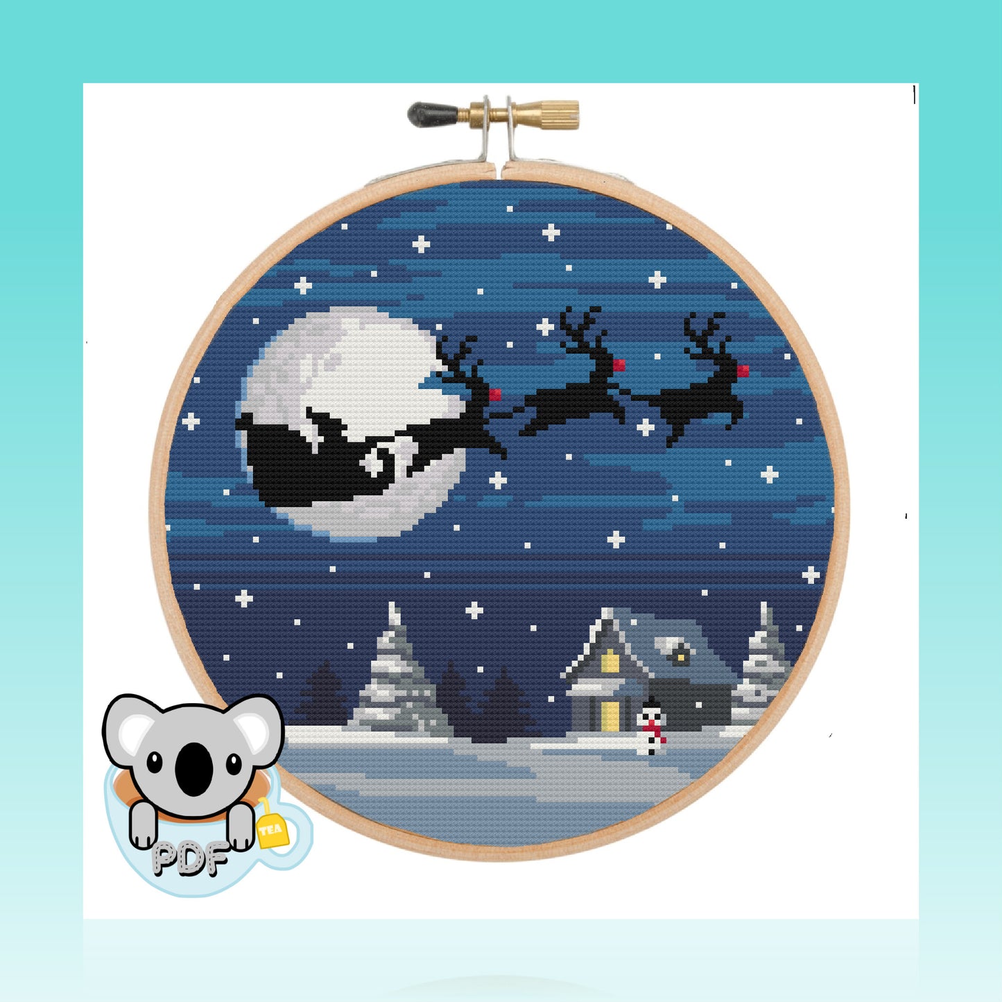Santa Night Sky - Christmas Collection - Cross Stitch Pattern PDF Download
