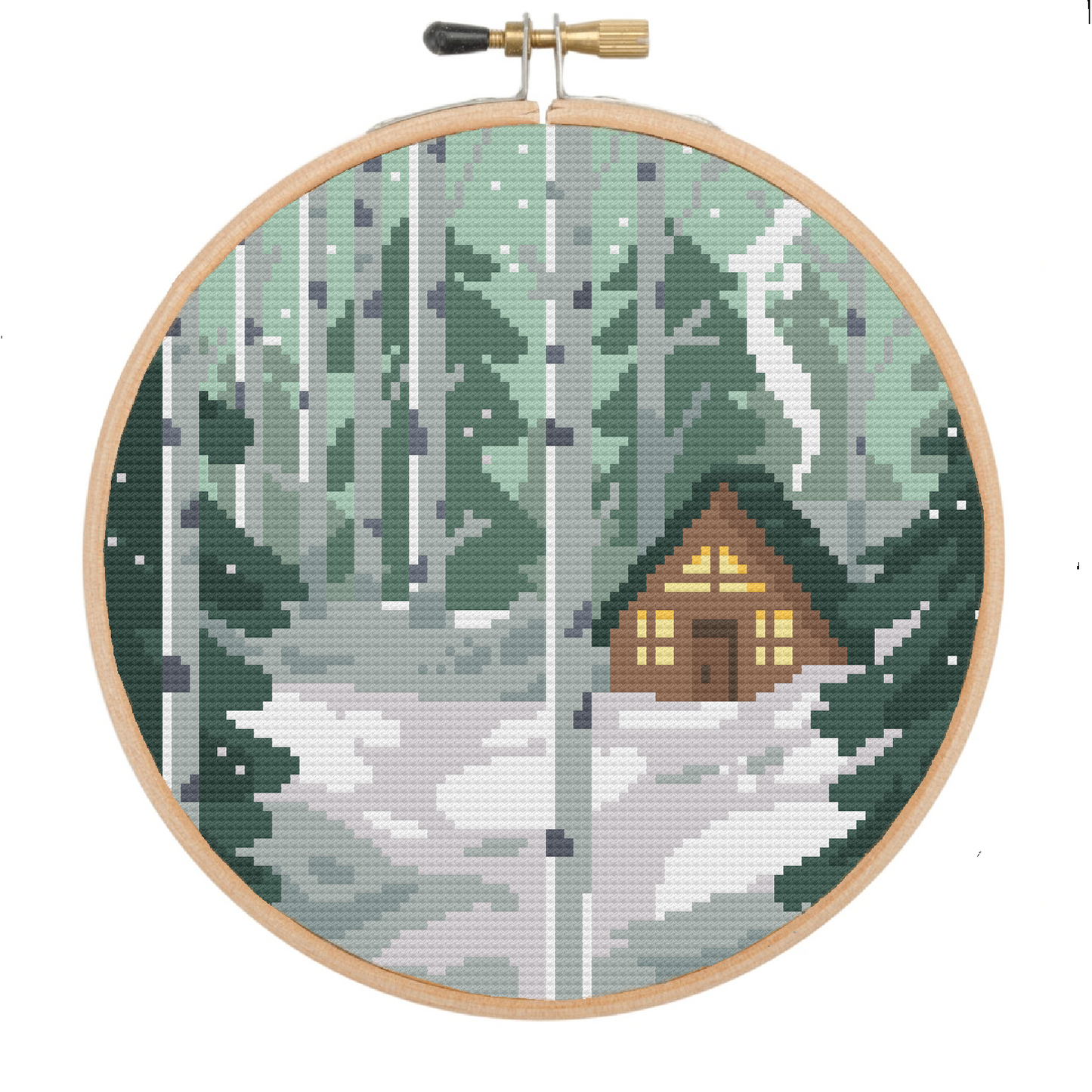 Snowy Cabin - Nature Collection - Cross Stitch Pattern PDF Download