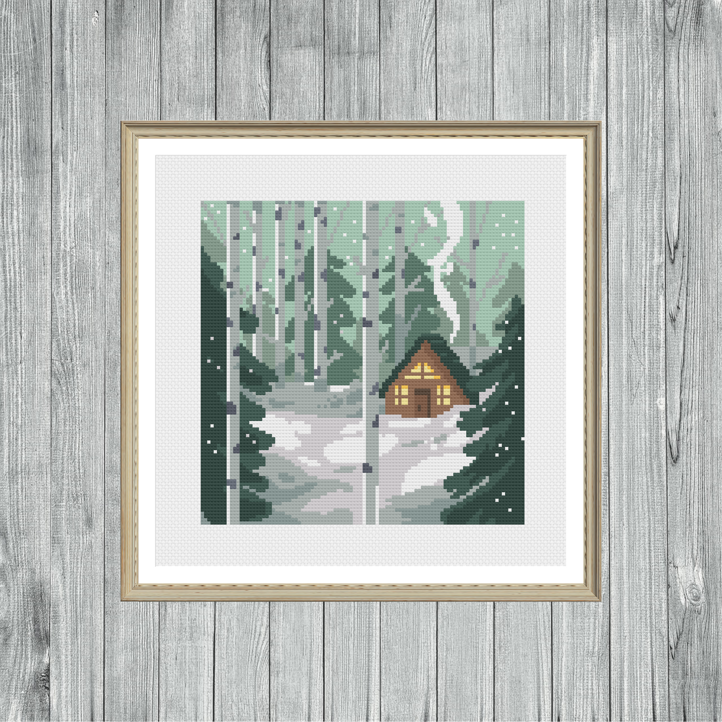 Snowy Cabin - Nature Collection - Cross Stitch Pattern PDF Download