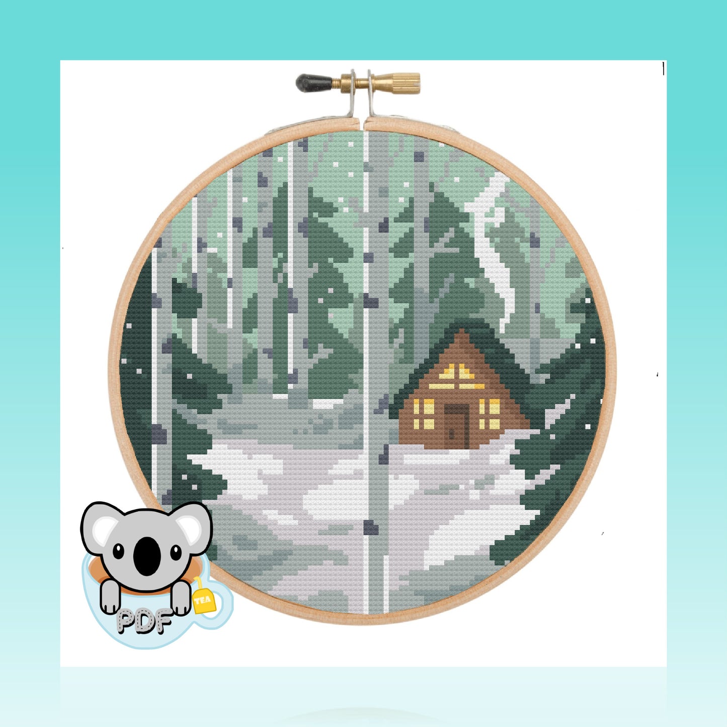 Snowy Cabin - Nature Collection - Cross Stitch Pattern PDF Download