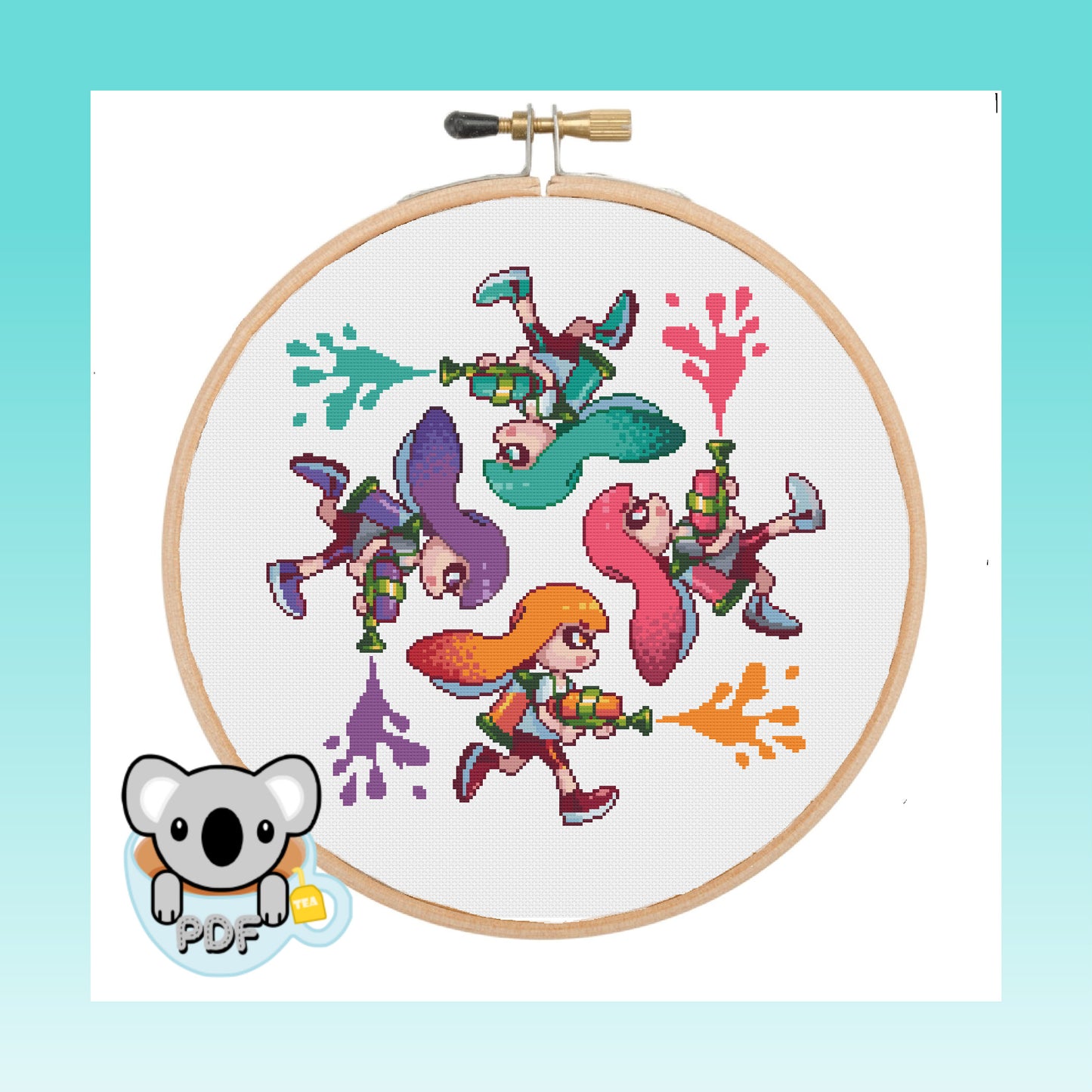 Splatoon Circle - Splatoon - Cross Stitch Pattern PDF Download