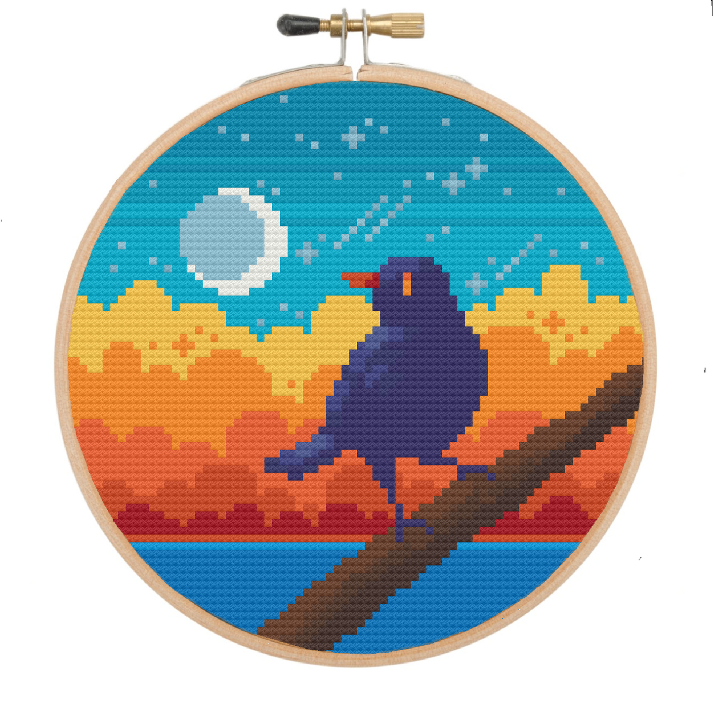 Blue Bird Sunset - Bird Collection - Cross Stitch Pattern PDF Download