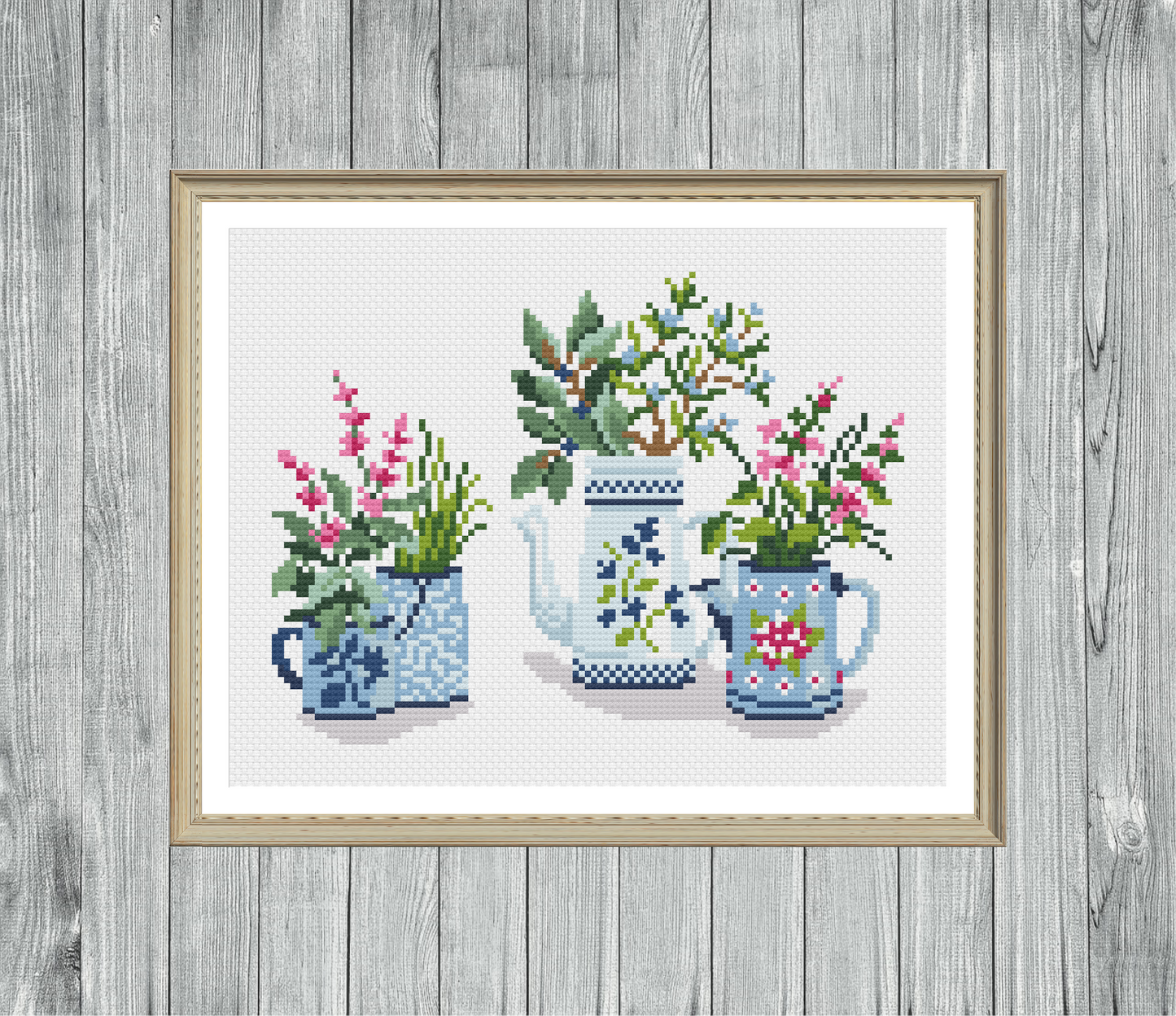 Watering Can Flowers - Flowers & Plants Collection - Cross Stitch Pattern PDF Download