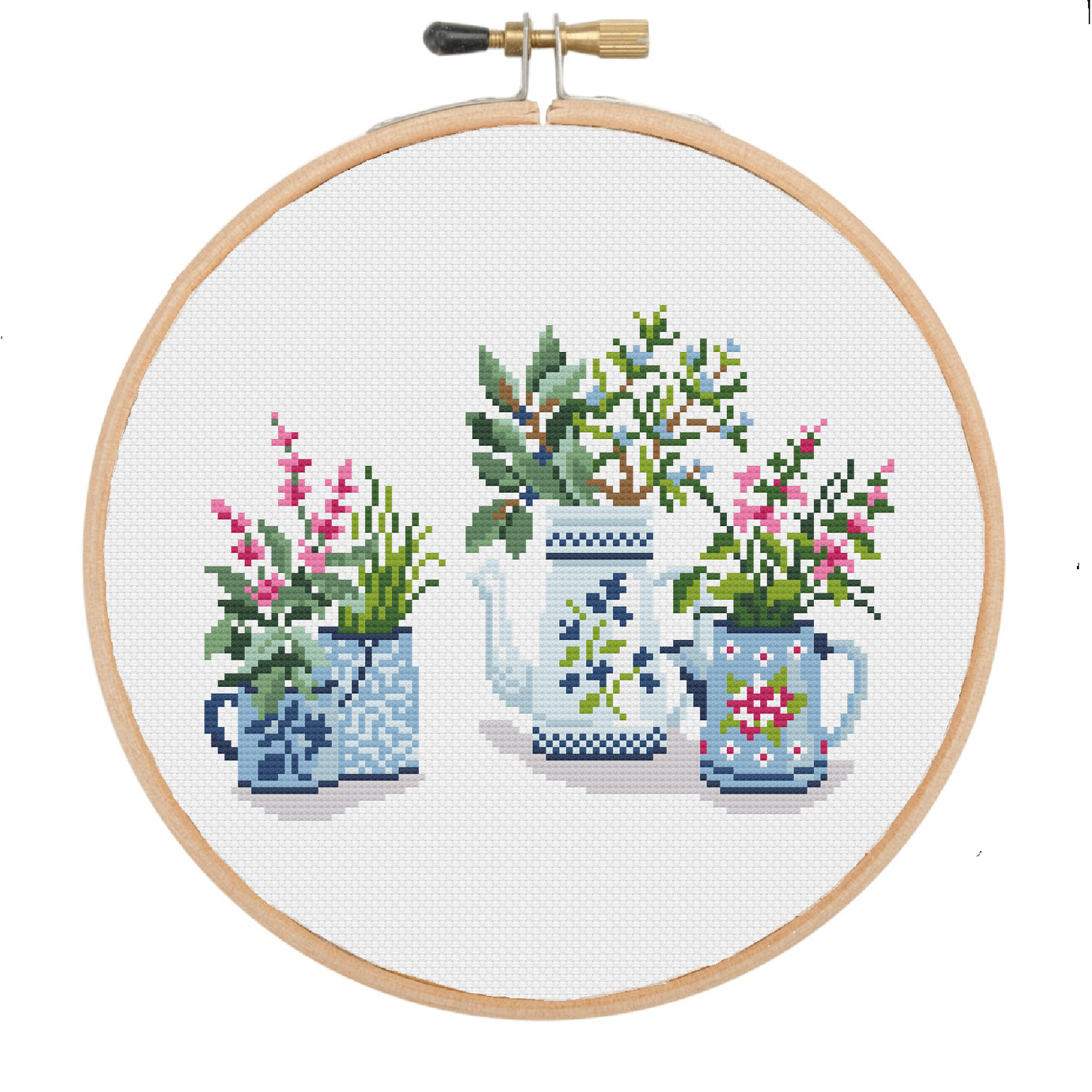 Watering Can Flowers - Flowers & Plants Collection - Cross Stitch Pattern PDF Download