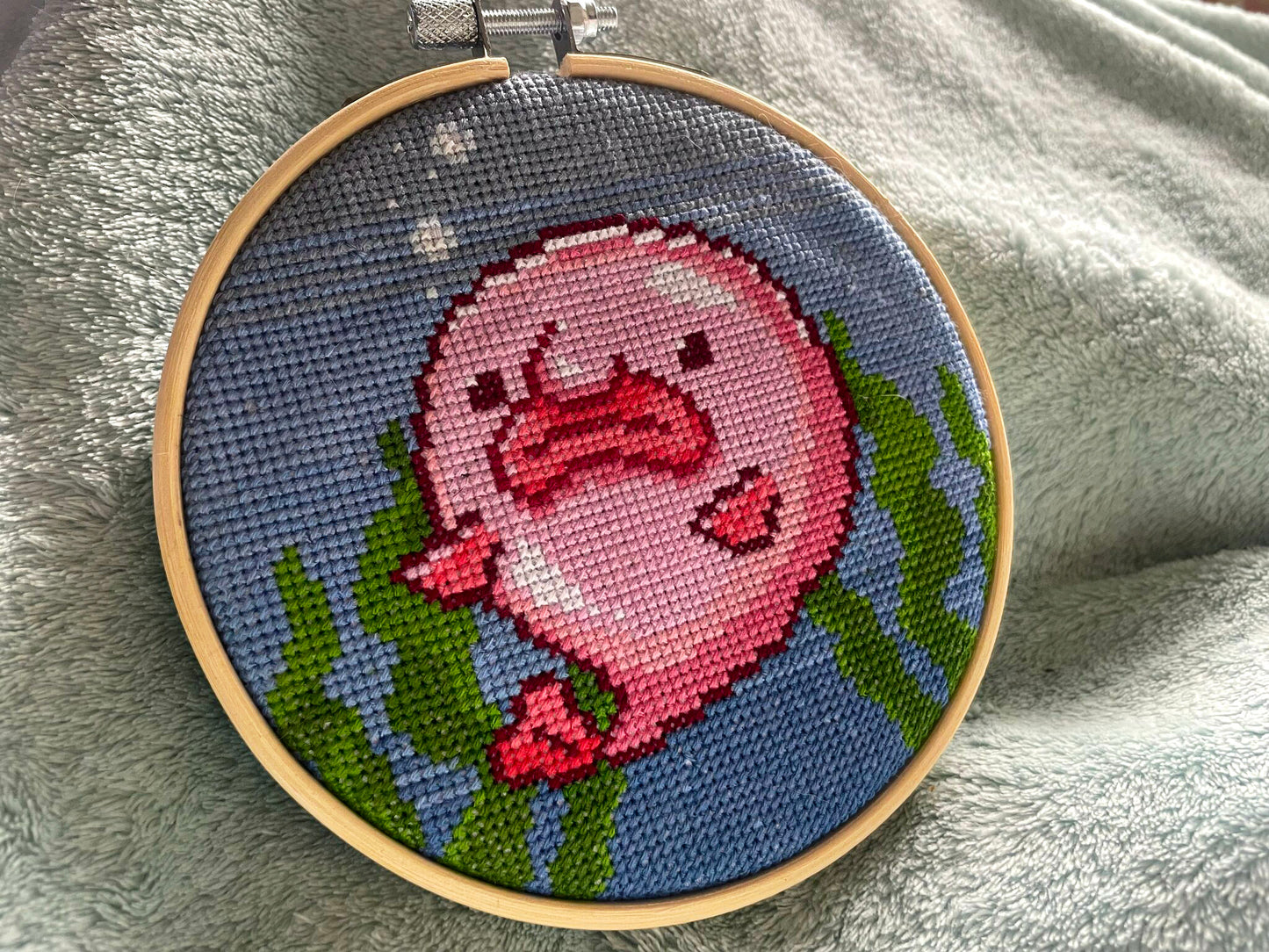 Blob Fish - Sealife Collection - Finished Cross Stitch