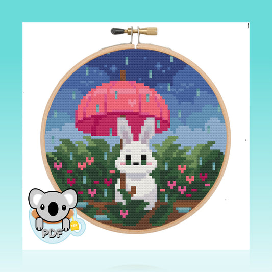 April Showers Bunny - Bunny Collection - Cross Stitch Pattern PDF Download