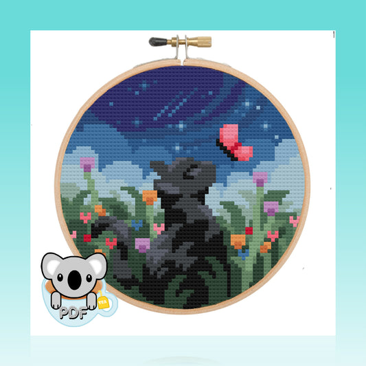 Black Cat - Nature Collection - Cross Stitch Pattern PDF Download