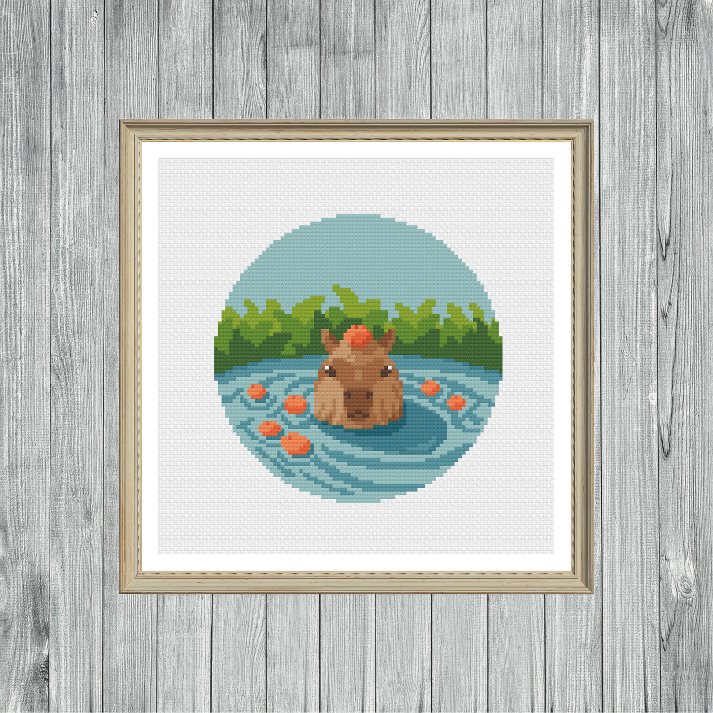 Capybara Oranges - Wildlife Collection - Cross Stitch Pattern PDF Download