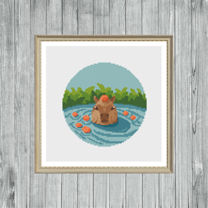 Capybara Oranges - Wildlife Collection - Cross Stitch Pattern PDF Download