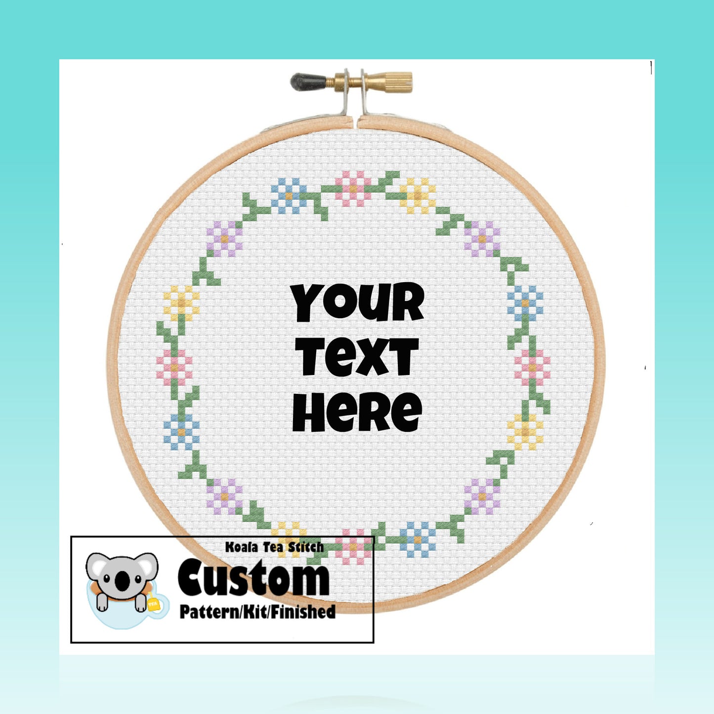 Wreath 2 - Custom - Made to Order Cross Stitch Pattern/Kit/Finished