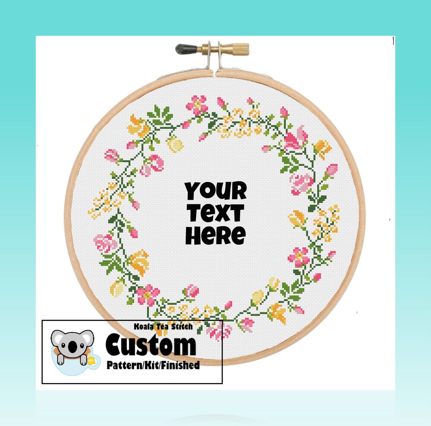 Wreath 3 - Custom - Made to Order Cross Stitch Pattern/Kit/Finished