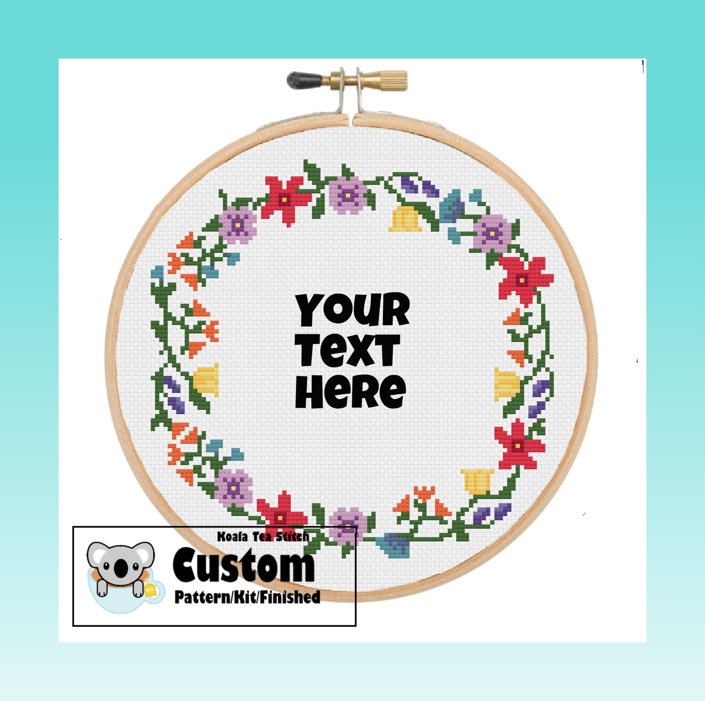 Wreath 4 - Custom - Made to Order Cross Stitch Pattern/Kit/Finished