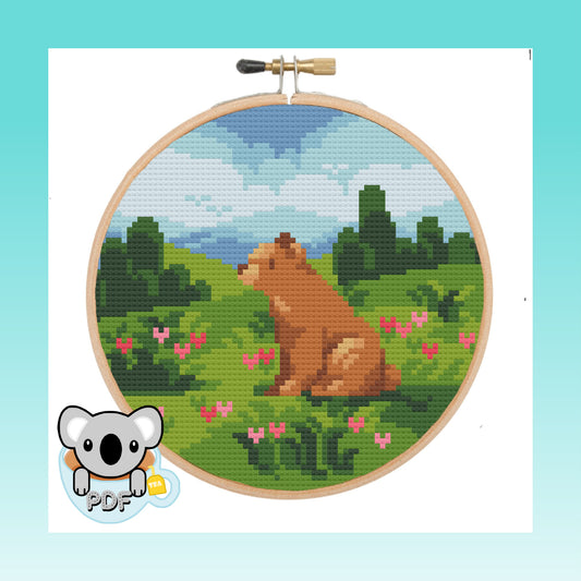 Floral Bear - Wildlife Collection - Cross Stitch Pattern PDF Download