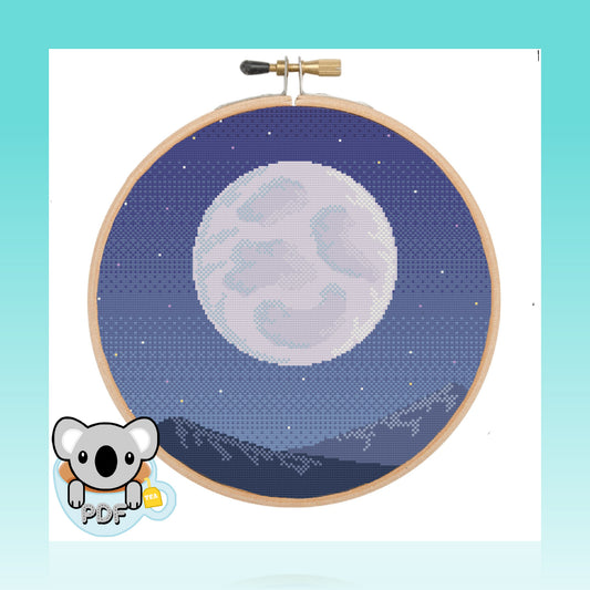 Full Moon - Space Collection - Cross Stitch Pattern PDF Download