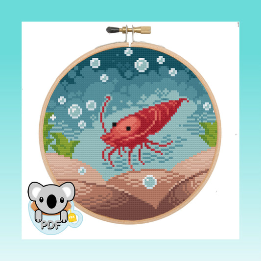 Happy Shrimp - Sealife Collection - Cross Stitch Pattern PDF Download