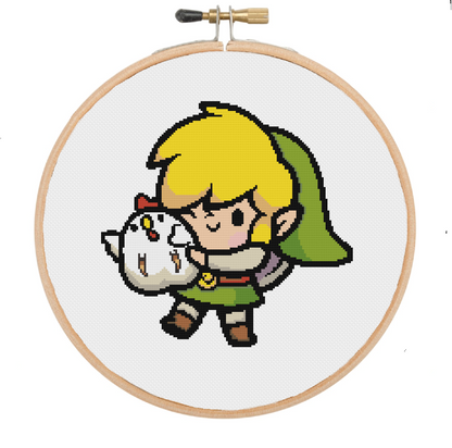 Link With Cuccoo - Legend of Zelda - Cross Stitch Pattern PDF Download