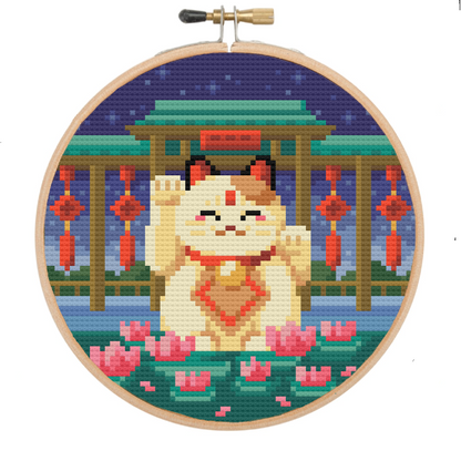 Maneki Neko Lucky Cat - Japan Collection - Cross Stitch Kit