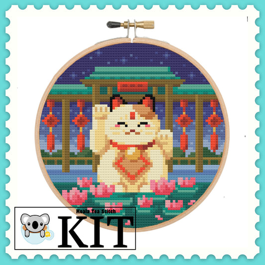 Maneki Neko Lucky Cat - Japan Collection - Cross Stitch Kit