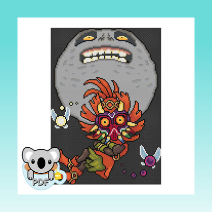 Majoras Mask Skull Kid - Legend of Zelda - Cross Stitch Pattern PDF Download