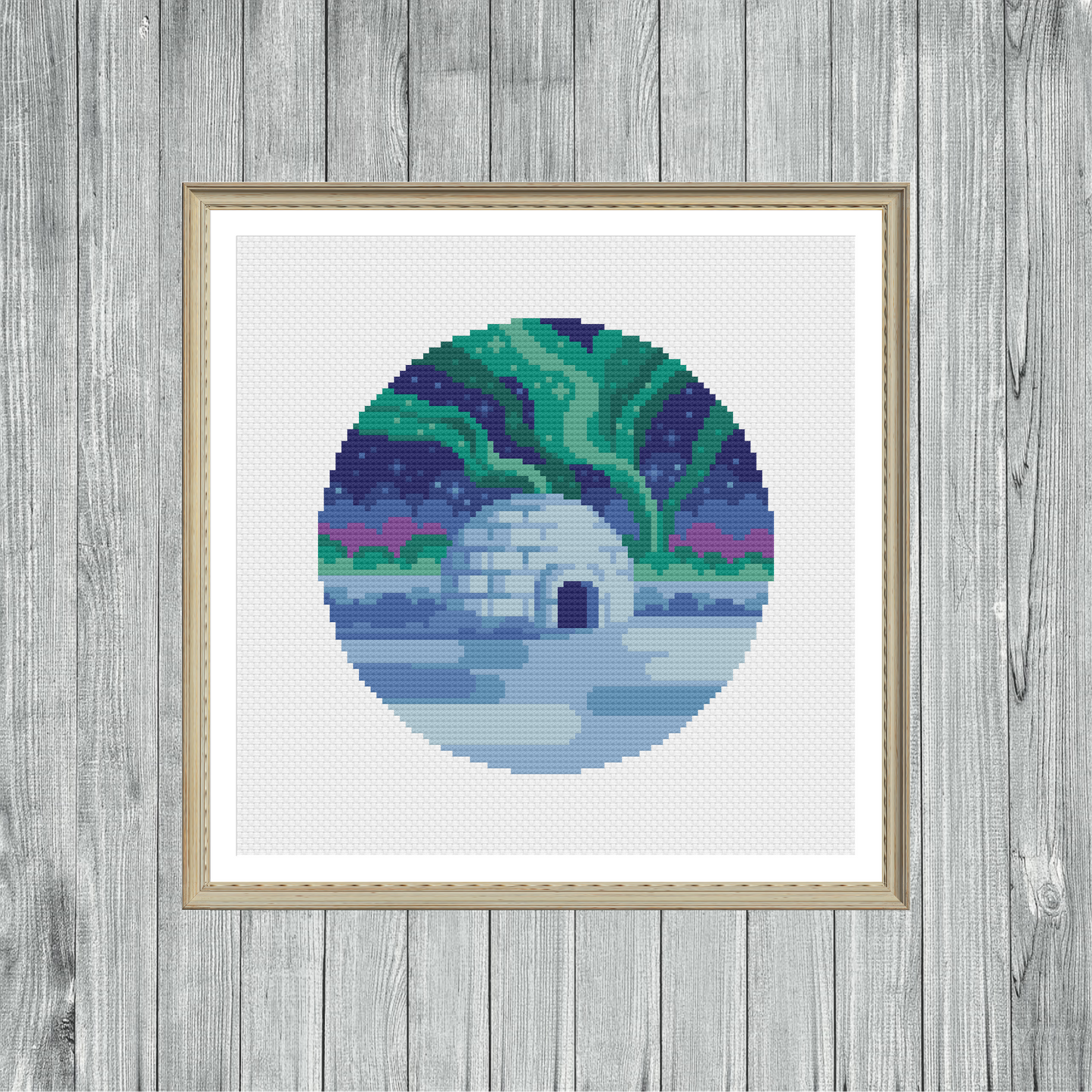 Northern Lights Igloo - Nature Collection - Cross Stitch Pattern PDF Download