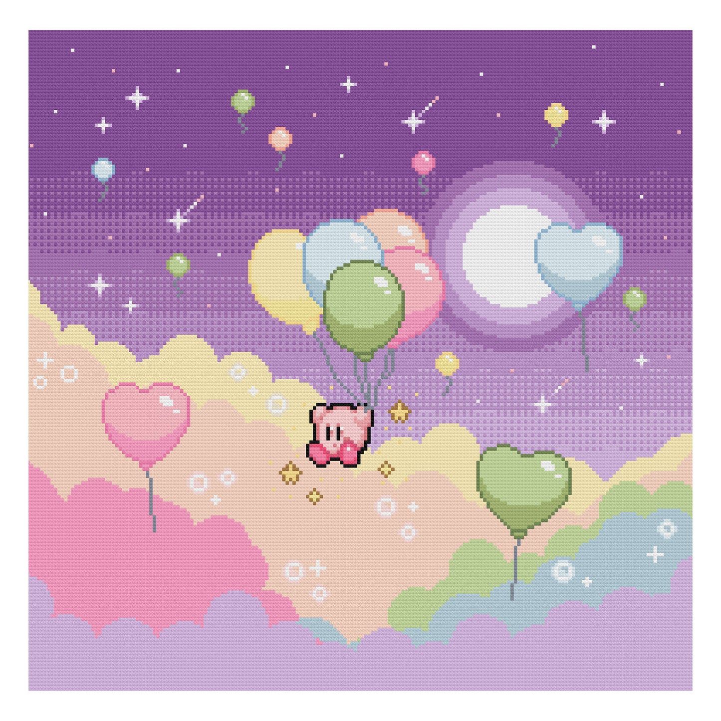 Pastel Balloons - Kirby - Cross Stitch Kit