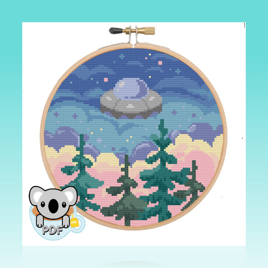 Pastel UFO - Space Collection - Cross Stitch Pattern PDF Download