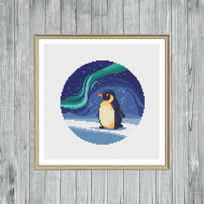 Northern Lights Penguin - Wildlife Collection - Cross Stitch Pattern PDF Download