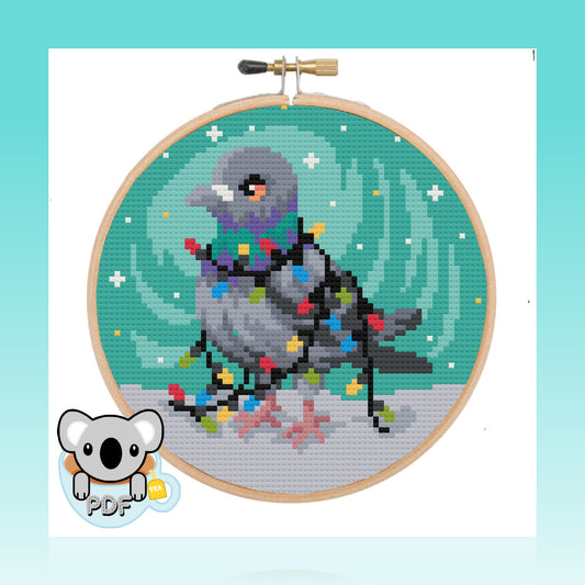 Festive Pigeon - Christmas Collection - Cross Stitch Pattern PDF Download