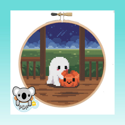 Pumpkin Ghost - Spooky Collection - Cross Stitch Pattern PDF Download