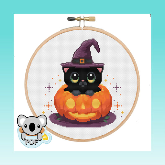 Pumpkin Cat - Spooky Collection - Cross Stitch Pattern PDF Download