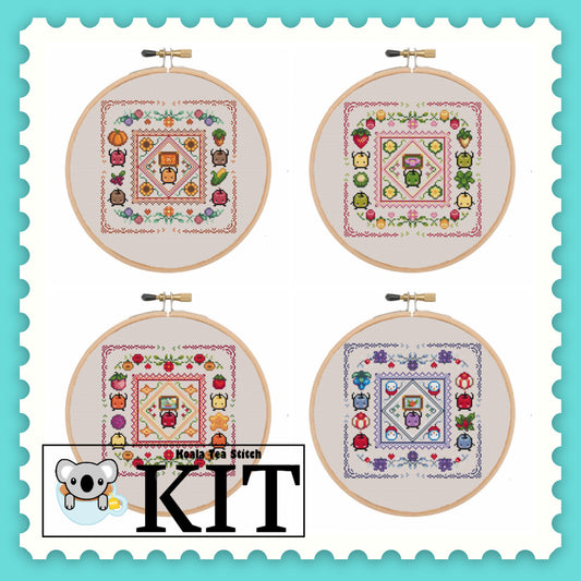 Seasons Junimo Cottage Core - Stardew Valley - Cross Stitch Kit Bundle