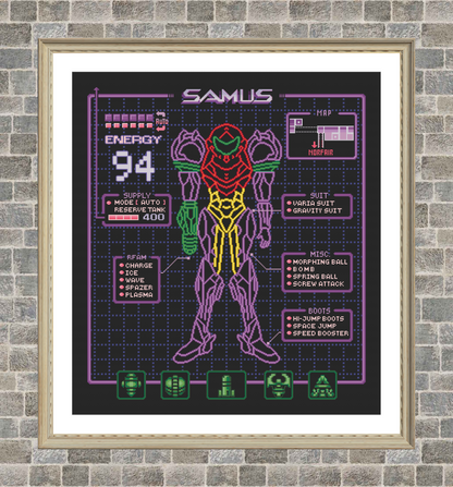 Samus Status - Metroid - Cross Stitch Pattern PDF Download