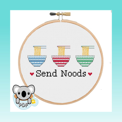 Send Noods - Food & Drinks Collection - Cross Stitch Pattern PDF Download