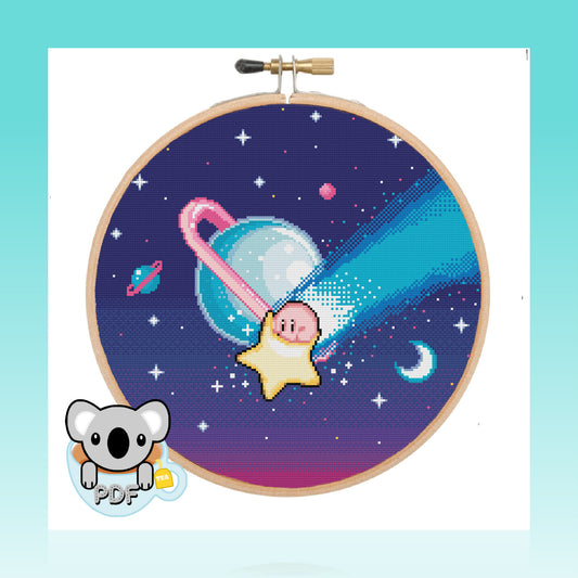 Shooting Star - Kirby - Cross Stitch Pattern PDF Download