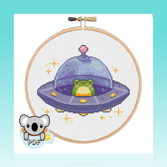 Space Ship Frog - Kawaii Collection - Cross Stitch Pattern PDF Download