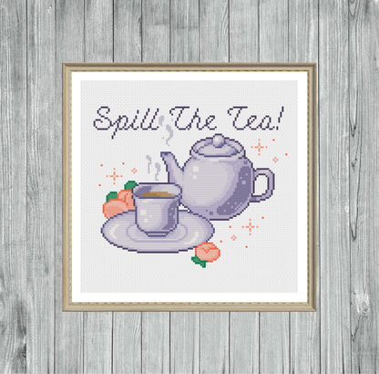 Spill the Tea! - Subversive Collection - Cross Stitch Pattern PDF Download