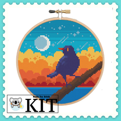 Blue Bird Sunset - Bird Collection - Cross Stitch Kit