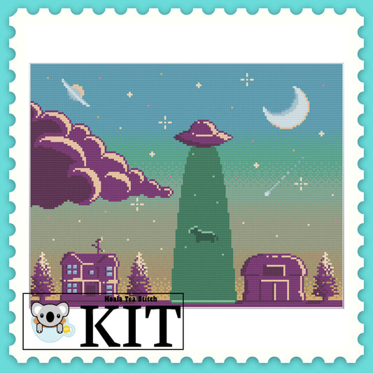 UFO Cow Abduction - Space Collection - Cross Stitch Kit