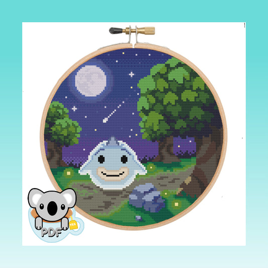 Wisp the Friendly Ghost - Animal Crossing - Cross Stitch Pattern PDF Download